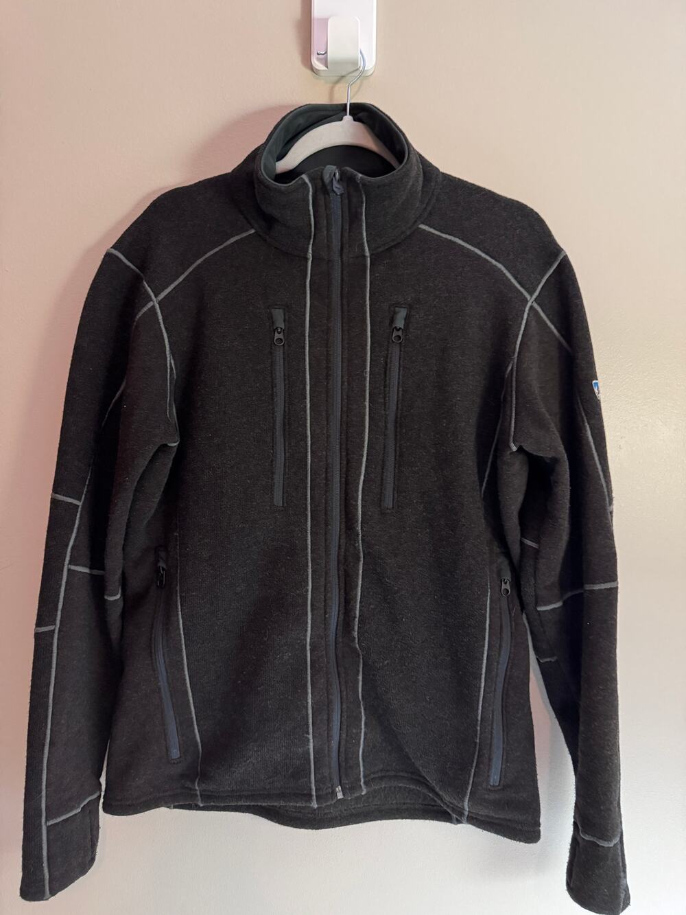 KÜHL Interceptr Men’s M Black Gray Full Zip Fleece Jacket 4 Pocket Thumbholes